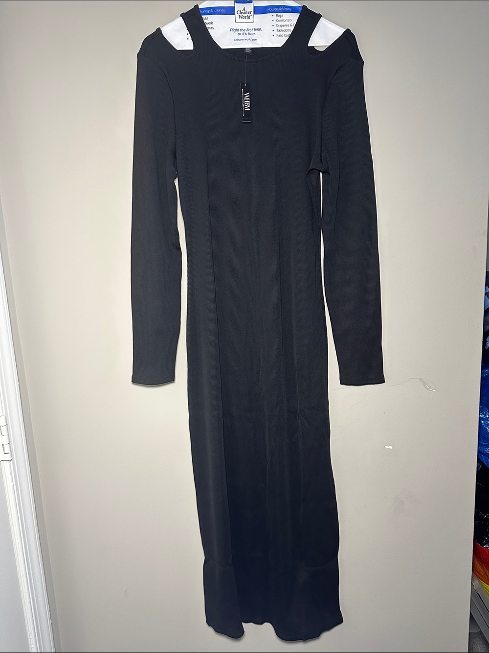 White House Black Market for me ribbed New black long sleeve midi slit dress